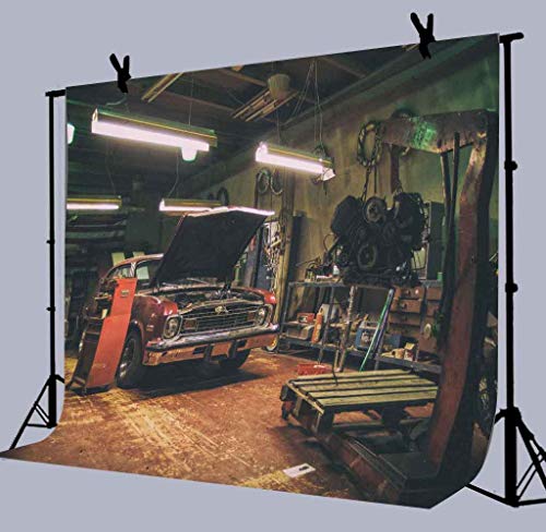Old Garage Backdrops for Photography, 9x6FT, Car Repair Backgrounds, Themed Party Photo Booth Studio Props LUZZ541 - size: vinyl-9x6ft