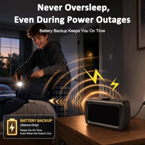 Peakeep 115dB Super Loud Alarm Clock for Heavy Sleepers Adults Teens