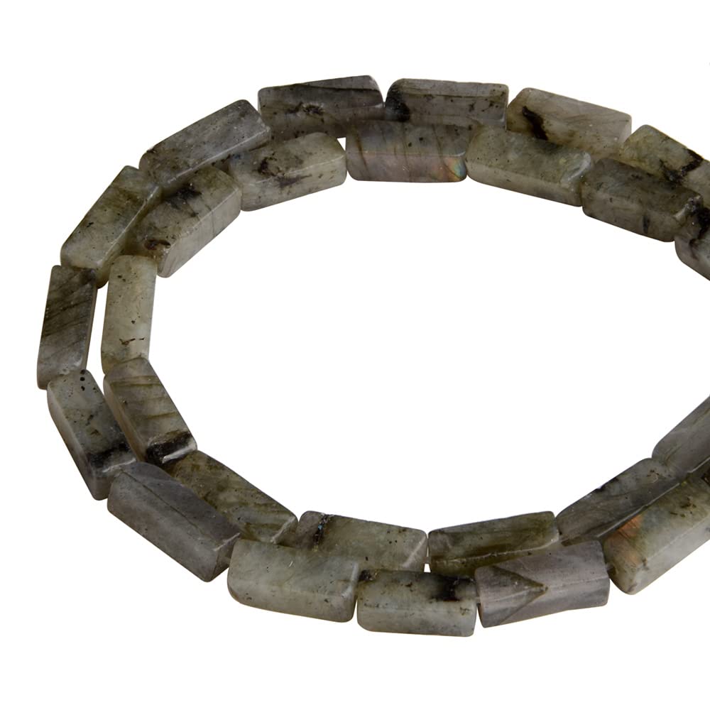 4x13mm Natural Stone Labradorite Rectangular Column Tube Cylinder Spacer Loose Beads Gemstone for DIY Bracelets Necklace Jewelry Making Strand 15 Inch (28-30pcs)