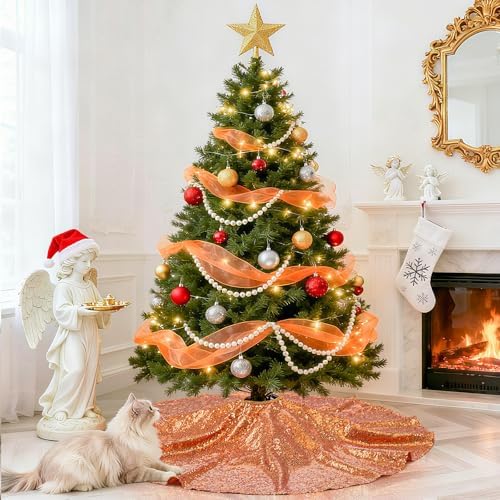 Christmas Tree Skirt Sequence 36 Inch Bronze Satin Sequin Tree Skirts Mats