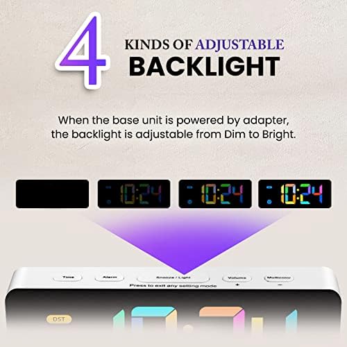 HODIK Alarm Clock for Kids -Digital Clock with 7 Color, 4 Dimmable Backlight & 3 Adjustable Volumes, 12/24 Hour, Snooze, Small Clocks for Classroom Bedroom