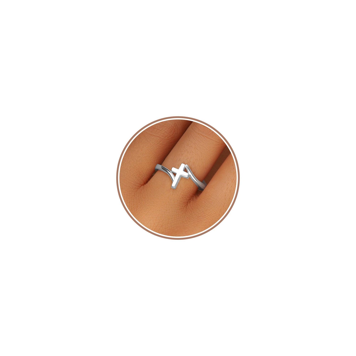 Punhem Gold Cross Statement Rings for Women 14K Gold Silver Tone Non Tarnish Cute Band High Polished Smooth Comfort Fit Size 5-10