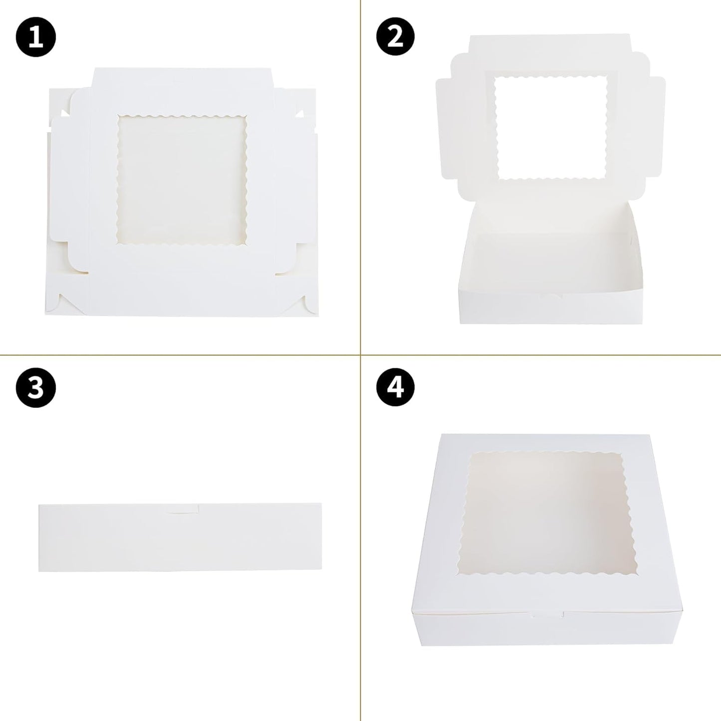 Yeplan 10 Pcs Pie Boxes,10x10x2.5 inches Bakery Boxes with Window,Cookie Boxes for Pie,Donuts,Chocolate,Dessert,Pastry,Muffins