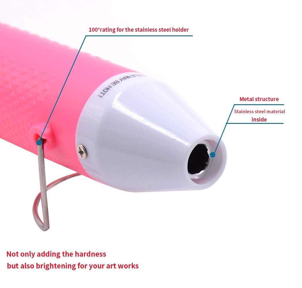 Heat Gun,mofa Embossing Mini Heat Gun,Hot Air Gun For Craft with Stand For DIY Embossing And Acrylic Paint Dryer,Multi-Purpose Electric Heating Nozzle 150W 110V (Pink,White)