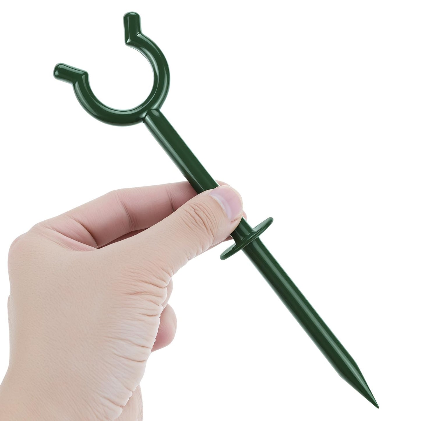 QWORK 3/4" Garden Hose Holder Brackets - 20 Pcs Plastic Outdoor Hose Guide Stakes Support Spike Tool