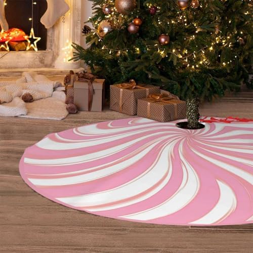 Christmas Tree Skirts 48inch Pink Candy Xmas Decor for Holiday