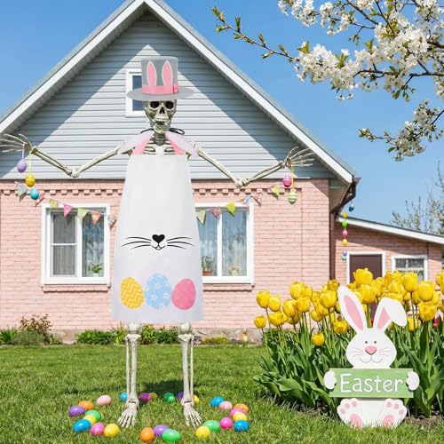 Mepase 12ft Skeleton Costume Accessories Set Oversize Hat and Apron Prop Giant Outdoor Indoor Yard Garden Lawn Decoration - style: Easter