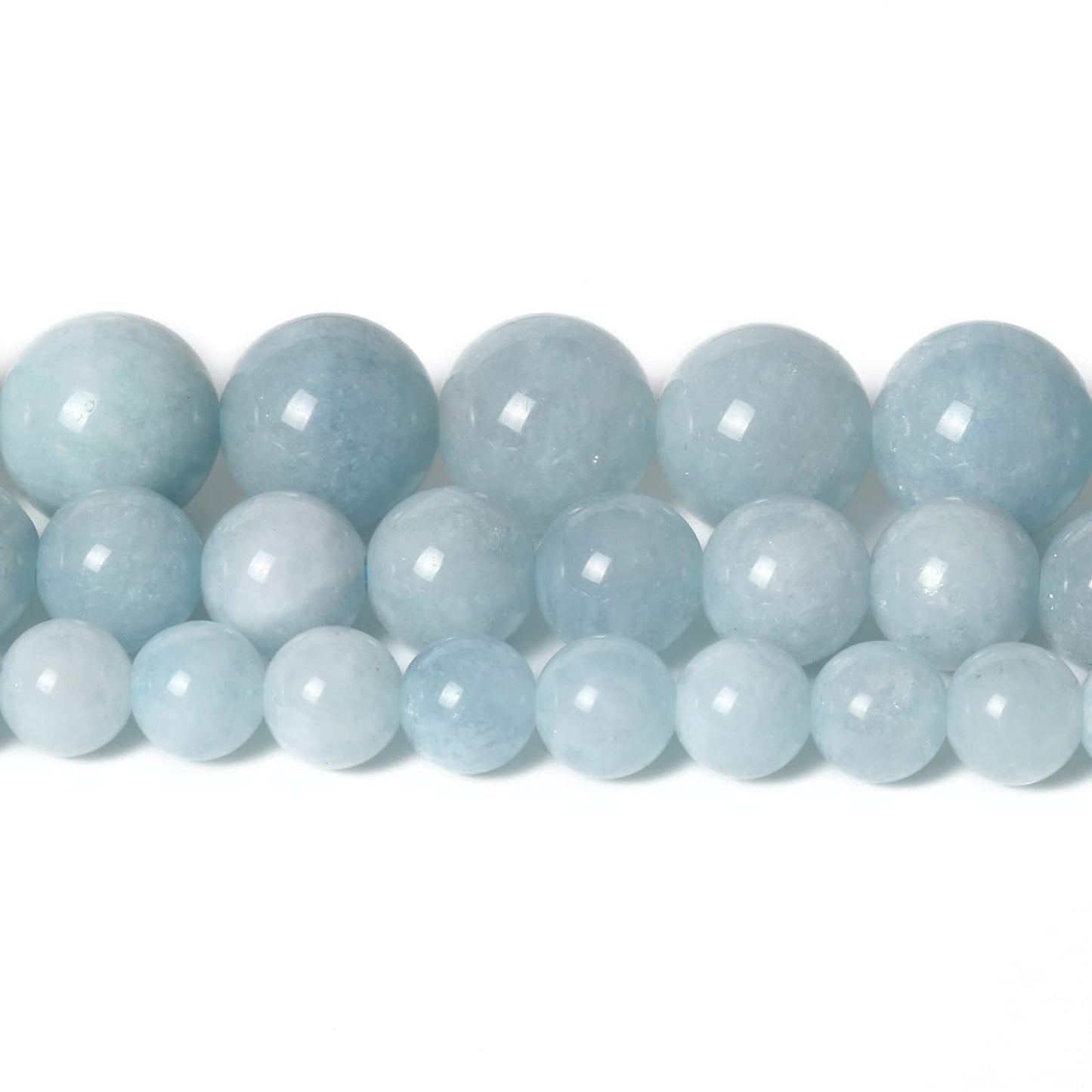About 60pcs 6mm Natural Stone Beads Aquamarine Beads Crystal Gemstone for Jewelry Making, DIY Bracelet Necklace