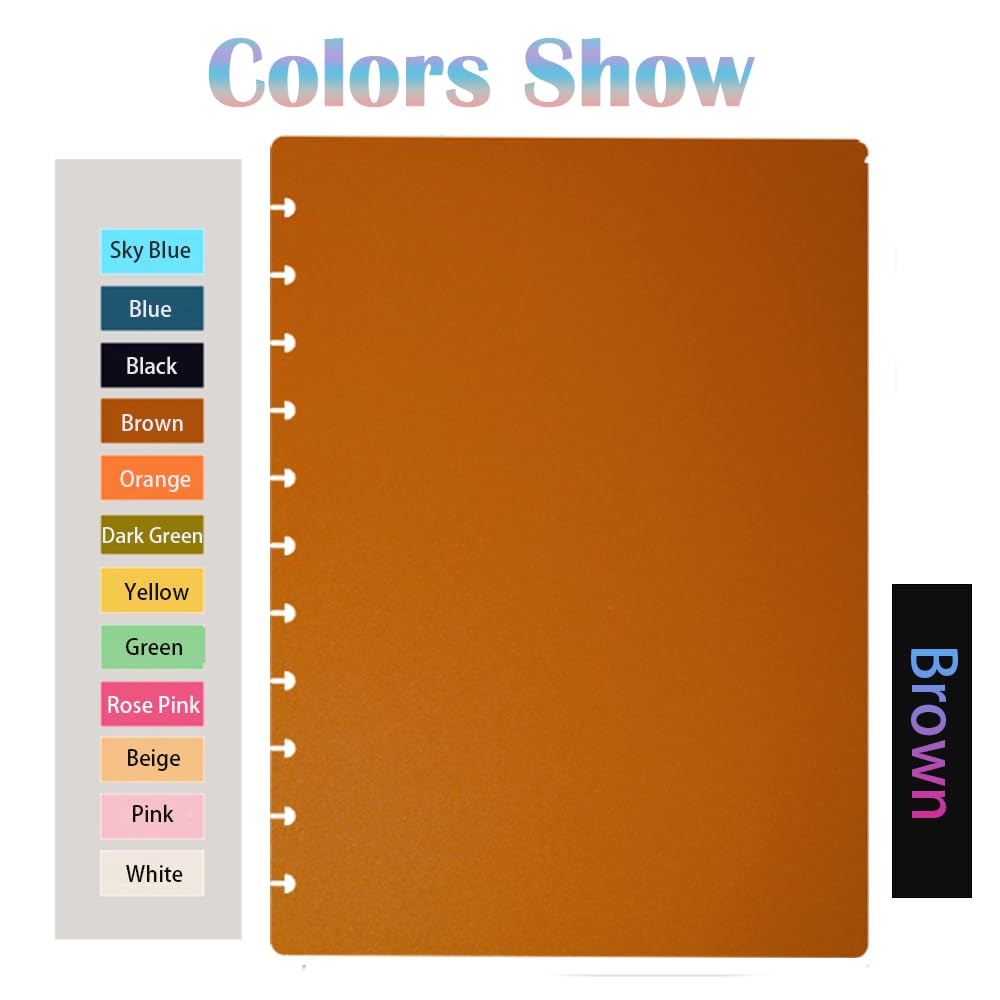 ITSYHPRO 2 Set Letter Discbound Notebook Covers DIY Disc Planner Candy Colors Compatible with Levenger Circa Arc TUL Eagle and Happy Planner(Brown,Letter)