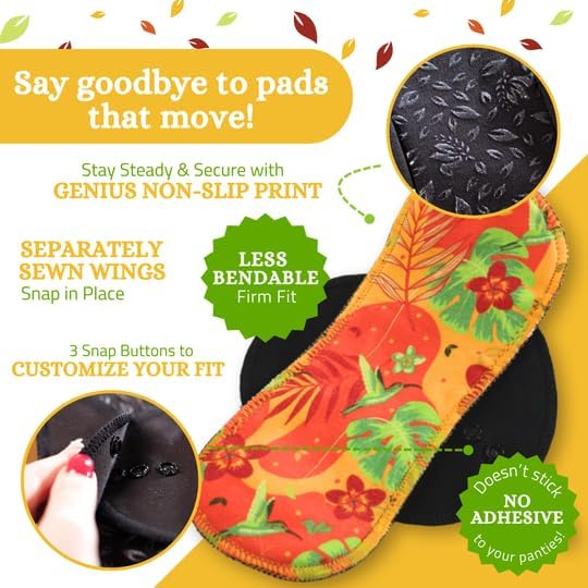 Non-Slip Premium Reusable Period Pads for Light Flow (S+M, 6-Pack); High-Temp Washable Organic Cotton Cloth Pad for Women & Teens; Non-Irritating Reusable Pads Menstrual for Comfortable Period Care