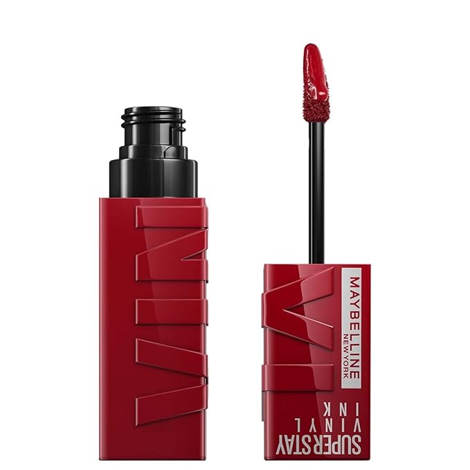 MAYBELLINE Super Stay Vinyl Ink Longwear No-Budge Liquid Lipcolor Makeup Bundle with Cranberry Red 0.14 fl oz and Pink 0.14 fl oz
