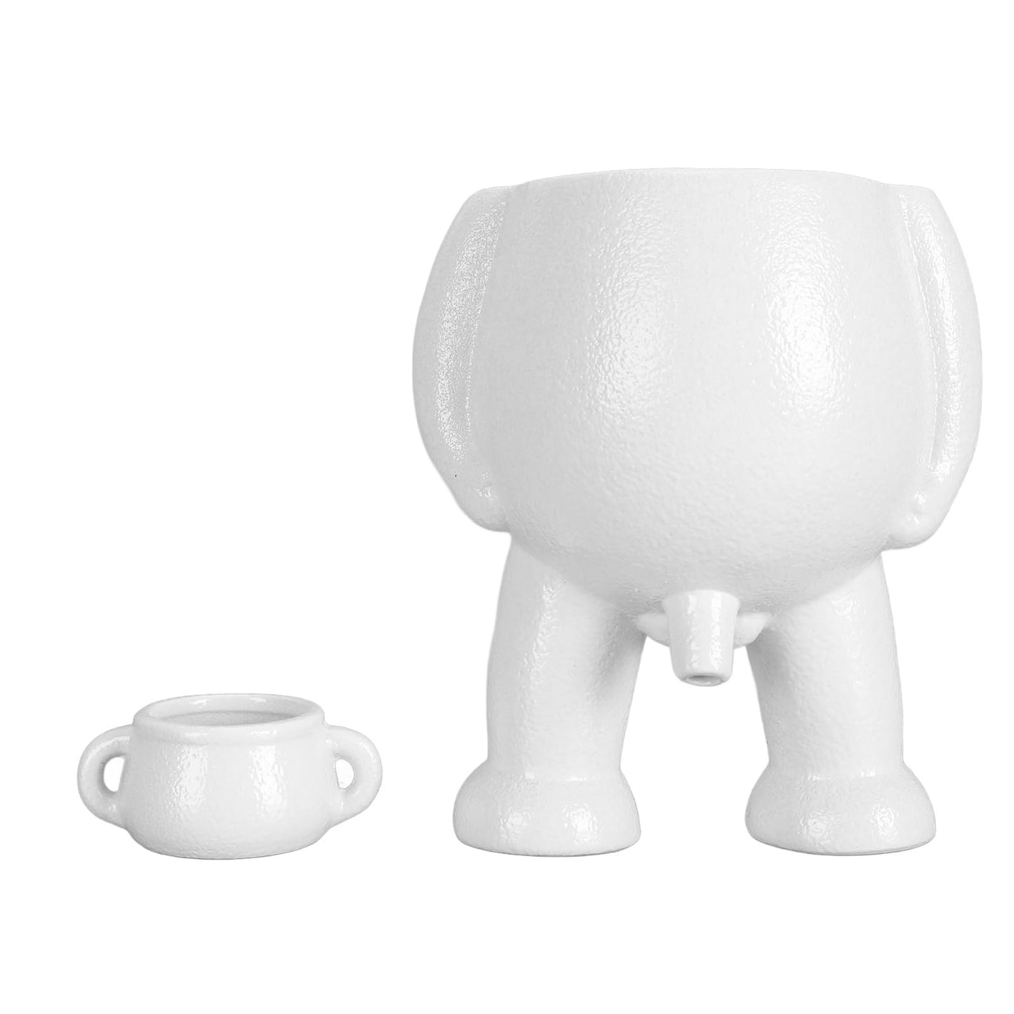RIZGHWOY Human Figure Shaped Ceramic Flower Planter, Decorative Desktop Plant Pot, White