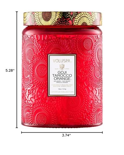 Voluspa Goji Tarocco Orange Candle, 18 oz, Coconut Wax Blend, Scented Candles for Home, 100 Hour Burn Time, Candle Jars