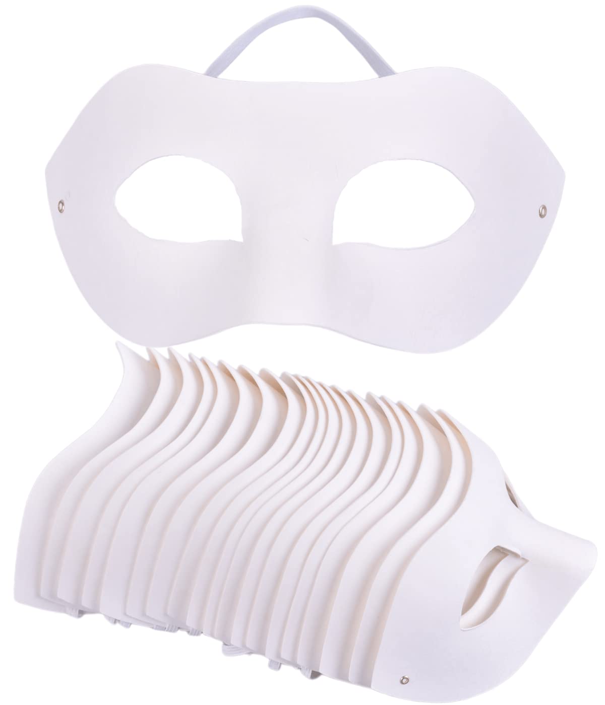 RUSVNO 20 Pieces Paper Mache Art Masks DIY Blank Paintable Paper Mask White Masquerade Masks