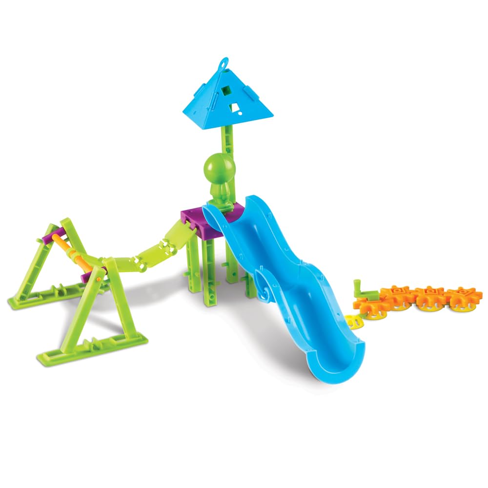 Learning Resources Playground Engineering & Design STEM Set - Kids Games, Building and Construction Gears, Montessori Activities , Critical Thinking Skills, Problem Solving for Boys and Girls