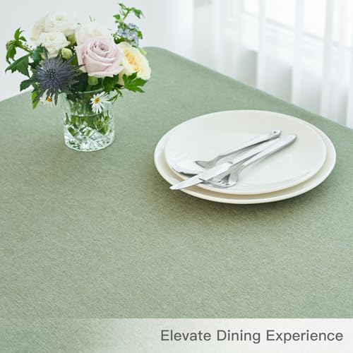 maxmill Rectangular Tablecloth Linen Texture Stain Proof Waterproof Wrinkle Free Spillproof Washable Fabric Table Cloth Farmhouse Tablecloths for Dining Room Party Holiday, 60 x 140 Inch, Sage Green - color: Sage Green, size: 140" x 60" (Rectangular)