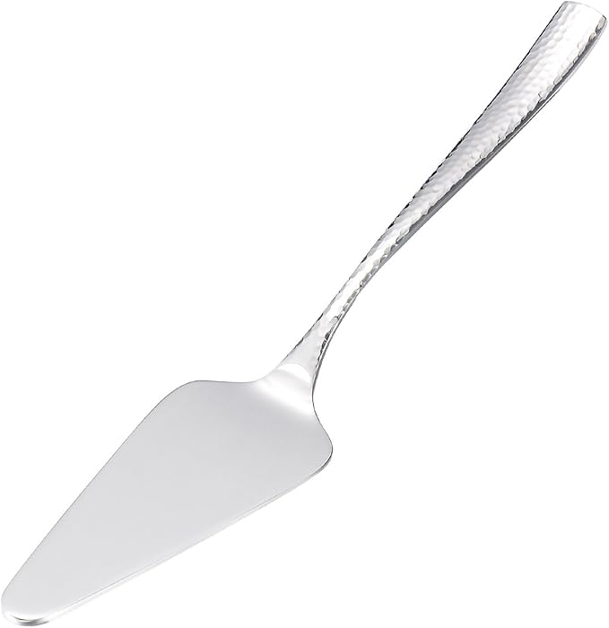 KSENDALO Luxurious SUS304 Stainless Steel Pie Server with Hammered Handle, Silver Spatula for Serving, Cutting, and Serving Cakes, Pies, Pizzas & Desserts - Perfect for Weddings, Birthdays &Parties