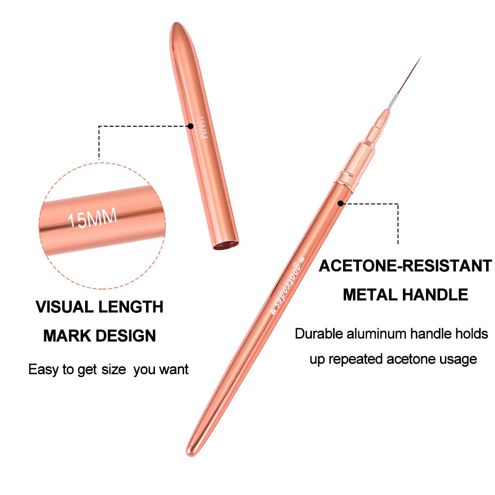 gootrades Nail Art Brushes, Nail Gel Polish Thin Fine Liner Striping Detail Painting Brush Pen