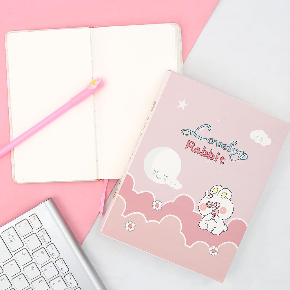 2 in 1 Rabbit Stationery Gift Box Set Includes 1 Pcs Rabbit Bunny Notebook Pocket Journal Hardcover Writing Notepad Diary and 1 Pcs Pen Gift for Birthday Christmas Kids Study Office School Supplies