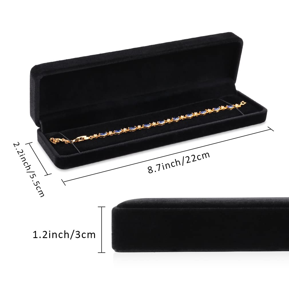 iSuperb Set of 2 Velvet Necklace Box Long Bracelet Box Display Chain Jewelry Box Case 8.7x1.6x2inch for Necklace Storage Gift Box