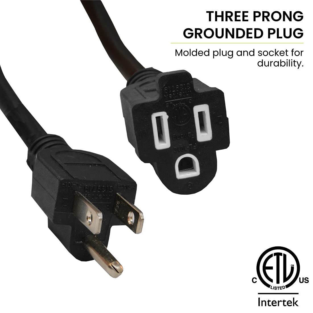 Power By GoGreen Go Green Power Inc. 16/3 50ft Black Outdoor Extension Cord - Durable, Heavy Duty, Moisture Resistant - Ideal for Tools & Equipment - GG-13750BK