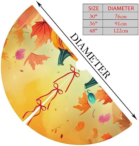 Fall Pumpkins Maple Thanksgiving Christmas Tree Skirts 30", Xmas Tree Cloth Mats Trees Skirts for Decor Gift, Home Decoration