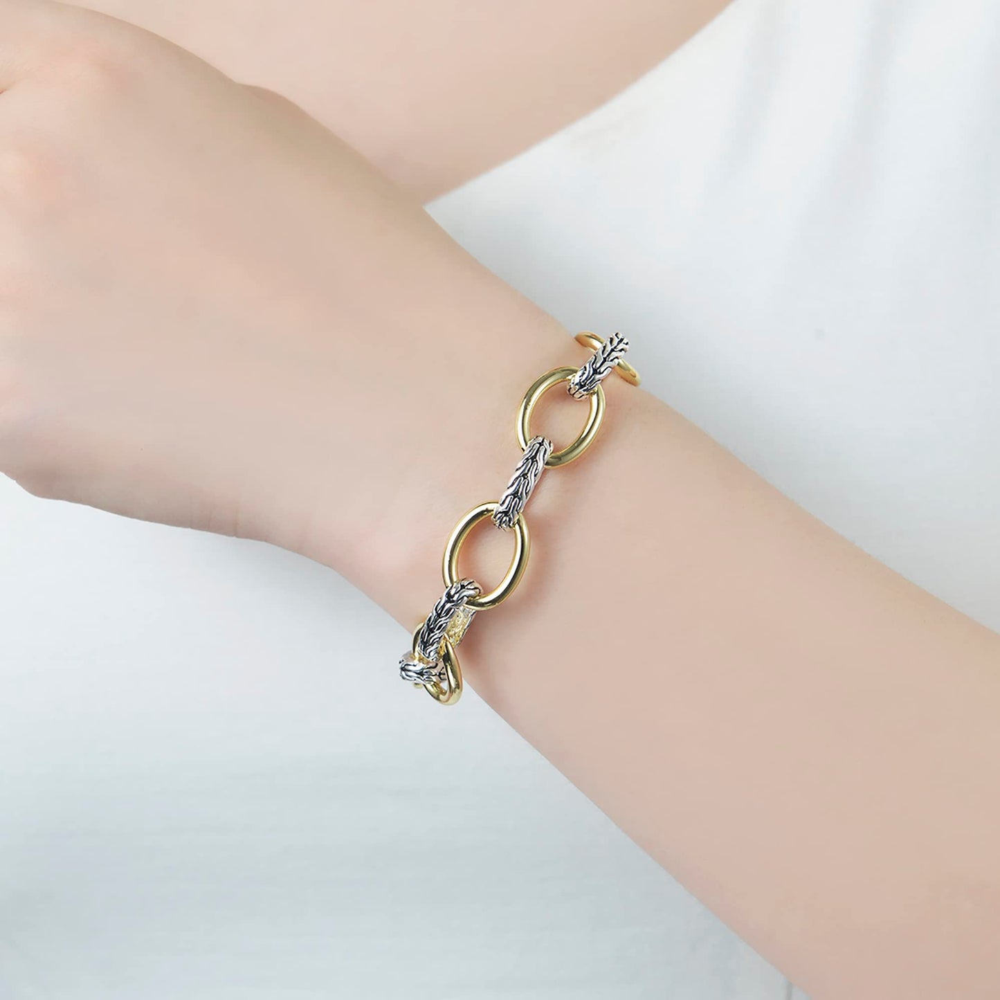 UNY JEWEL Jewelry Make a Statement with Foxtail Link Chain Bracelet Designer Brand Inspired Women Valentine (Two Tone)