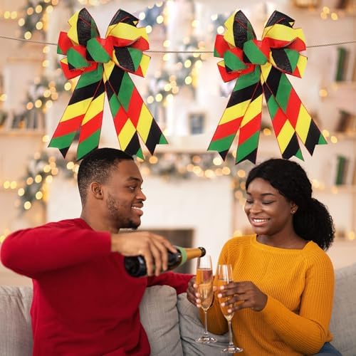 2PCS Large Black History Month Juneteenth Wreath Bows for Front Door Decor