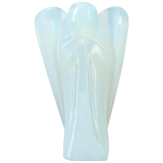"Opalite Gemstone Guardian Angel Healing Crystal, Hand Carved Pocket Angel Figurine - Crystals for Positive Energy, Handmade Mini Statue for Love, Peace & Healing, Natural Gemstone Healing Figurine"