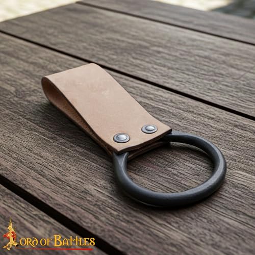 Lord of Battles Medieval Genuine Leather Axe Frog | Axe Holster with Belt Loop | Waist Holder for Axes, Tools - color: Natural