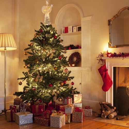 Noiclub Christmas Tree Topper Star Glitter Angel for 6-8FT Christmas Trees