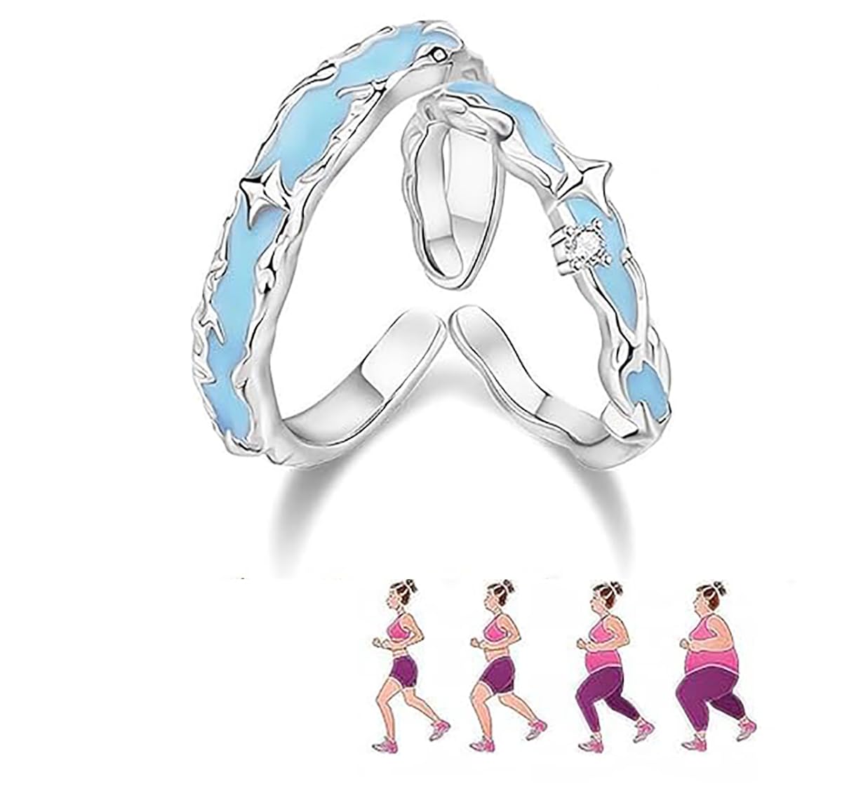 IMMUNOTRAX Magnetic Therapy Luminous Titanium Ion Adjustable Ring - Lymphatic Magtherapy Luminous Jewelry for Couples,Glow-in-Dark Wellness Ring Gift for Men/Women (B For Couples)
