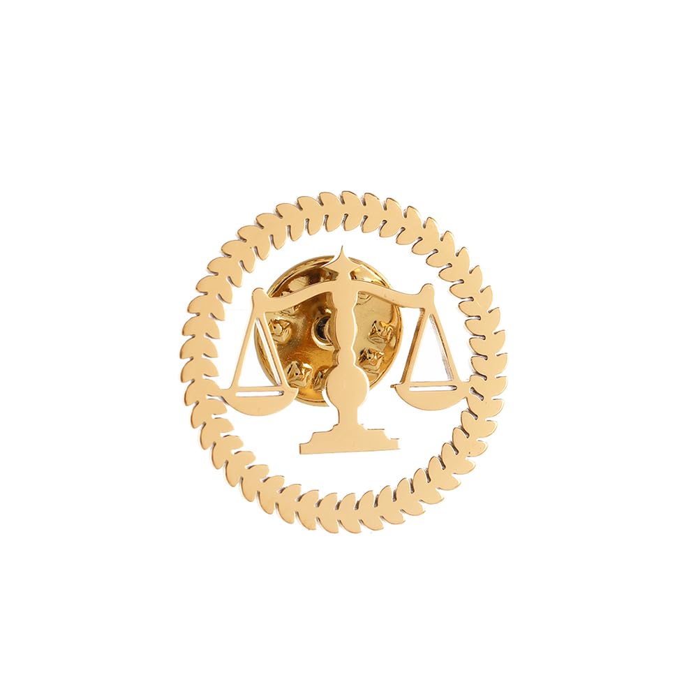 Metal Balance Badges Suit Brooch Libra Scales Brooches For Men (gold)