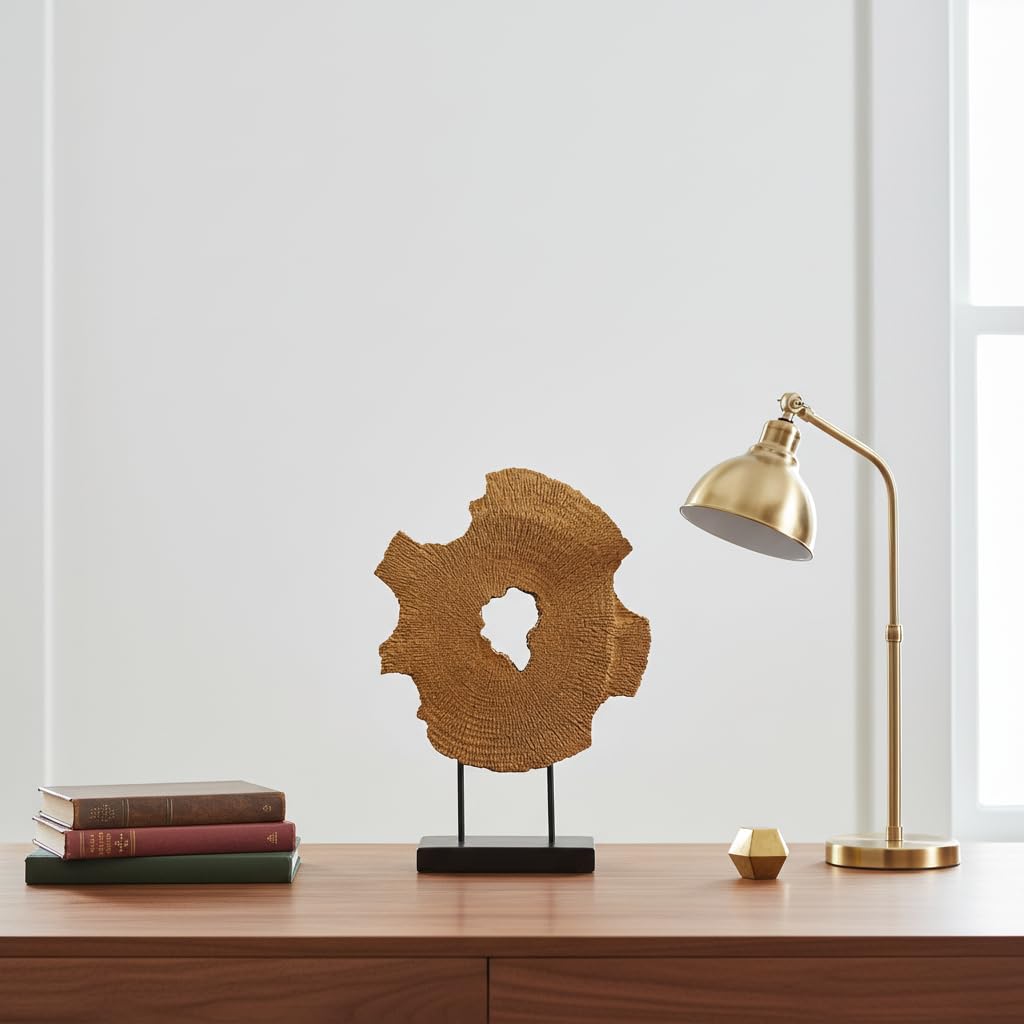 LAIKEARTS Modern Abstract Decorative Sculpture, Dining Living Room Desk Decor,Geometric Home Decor Statues,Shelf Top Decor Aesthetics, Wood Grain