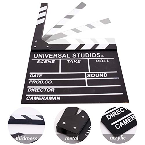 BIGOTTERS Movie Film Clap Board, Hollywood Clapper Board Wooden Film Directors Clapboard Photography Props for Movie Theme Party Decorations Night Party Accessory with Black & White, 12"x11"