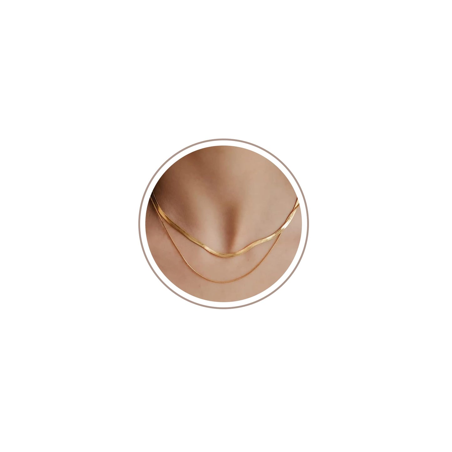 Freekiss Gold Herringbone Necklace for Women, Dainty 14k Gold Plated Flat Snake Gold Chain Choker, 16.5 inches, Perfect for Layering and Gifting