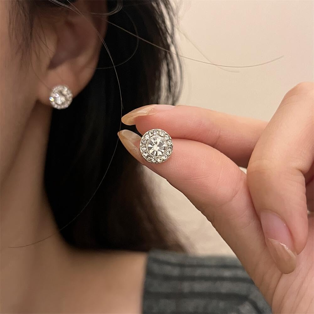 Lymphatic Magnetology Earrings For Women, Halolux Lymphvity Germanium Drainage Therapy Infrared Bead Negative Ion Lymph Detox Earring Stud Earrings Round Rhinestone Jewelry Gift (gold&silver)