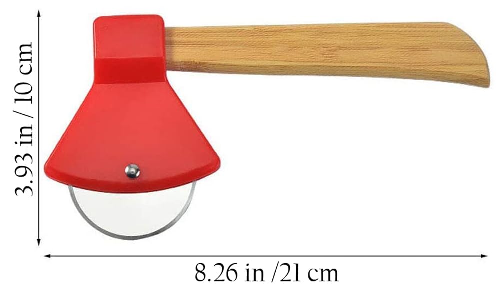 DURABOARD Funny & Cool Axe Pizza Cutter - Unique Men Dad Tool With Steel Сircular Saw, Plastic Cover for Wheel Blade Knife & Bamboo Handle - Cute Kitchen Gadgets Nonstick Stuff Slicer Accessories