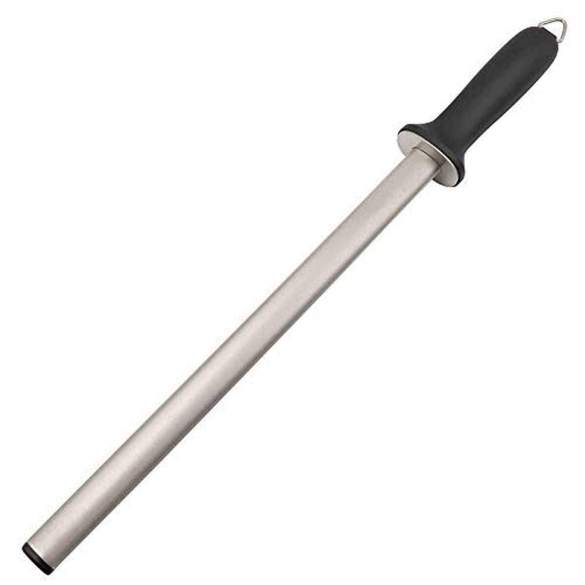 10 in. Diamond Carbon Steel Professional Knife Sharpener Rod | Kitchen, Home or Hunting | Master Chef, Hunter or Home Gourmet Blade Sharpening Rod or Stick