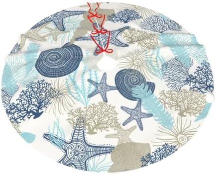 Starfish Algae Corals Seashells Christmas Tree Skirts Starfish Algae Corals Seashells Printed Tree Skirt 48" Gorgeous Xmas Holiday Party Ornaments Keepsake Gift