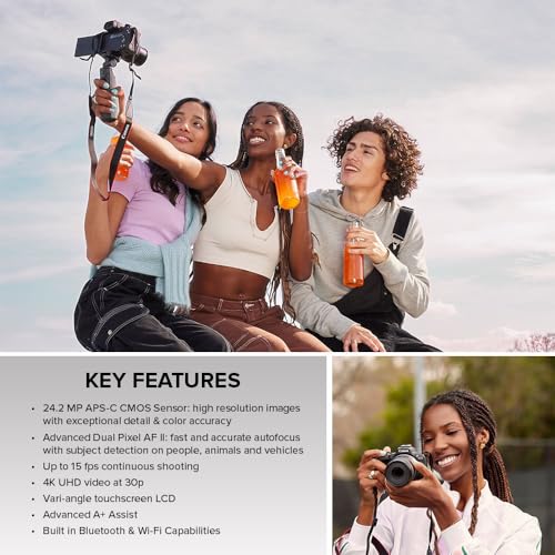 Canon EOS R50 Mirrorless Vlogging Camera (Body Only/White), RF Mount, 24.2 MP, 4K Video, DIGIC X Image Processor, Subject Detection & Tracking, Compact, Smartphone Connection, Content Creator - color: White, style: EOS R50 Body Only