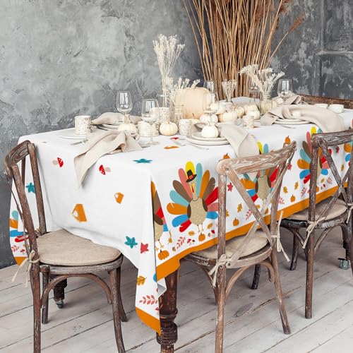 Gatherfun Turkey Thanksgiving Party Supplies - 3 Pack Disposable Plastic Tablecloth, 54”x108” Table Cover Ideal for Autumn and Thanksgiving Party Decorations - style: thanksgiving