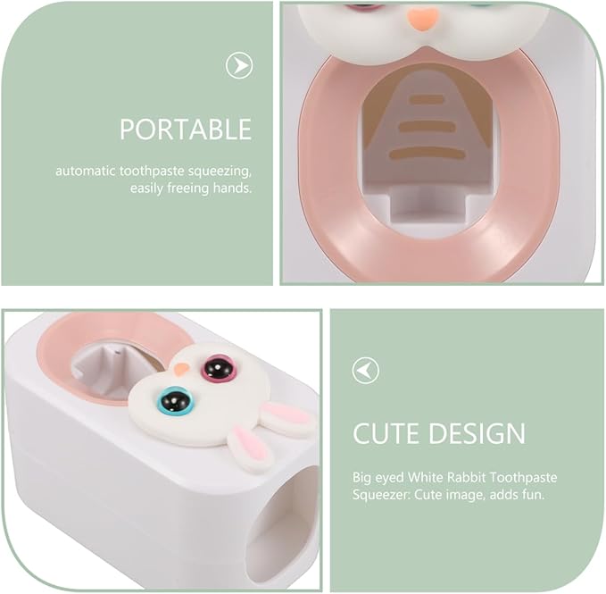 Cartoon Bunny Wall Mounted Toothpaste Dispenser Practical Toothpaste Squeezer for Adorable Bathroom Toothbrush Holder Effort Saving Automatic Pump Tool