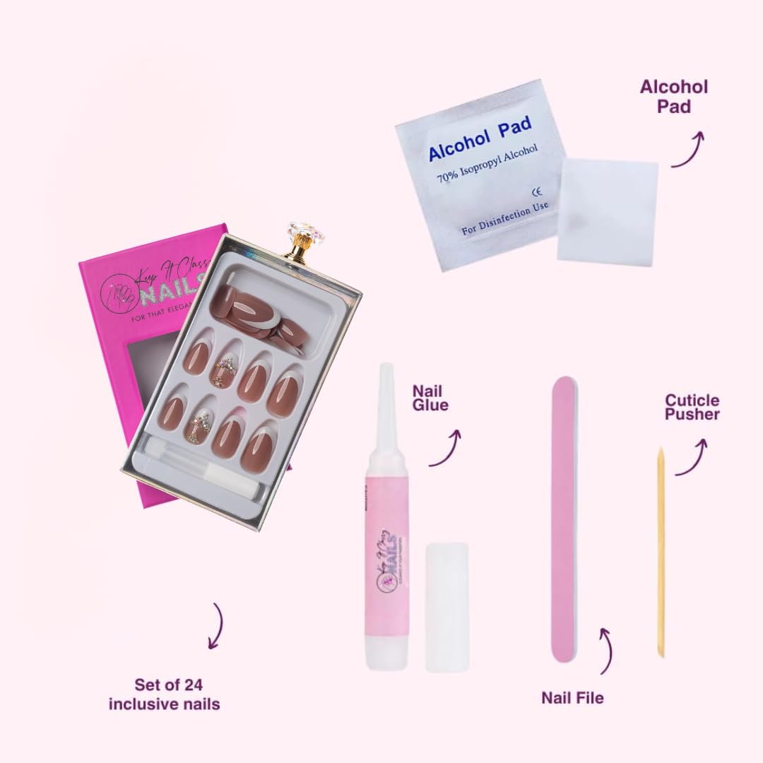 Keep It Classy Lapis Lazuli, Press-On Nails Kit by Monyetta Shaw || Almond Medium || Reusable, Vegan, Non-Toxic, Easy Application || One 24 Nail Kit