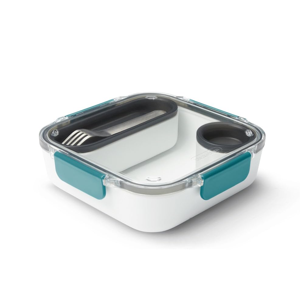 BLACK + BLUM Bento Box Style Compartment Food Container | Packed Lunch Box with Stainless-Steel Travel Fork, Leak-Proof, Microwave Safe | Ocean Blue, 34 oz / 1000 ml