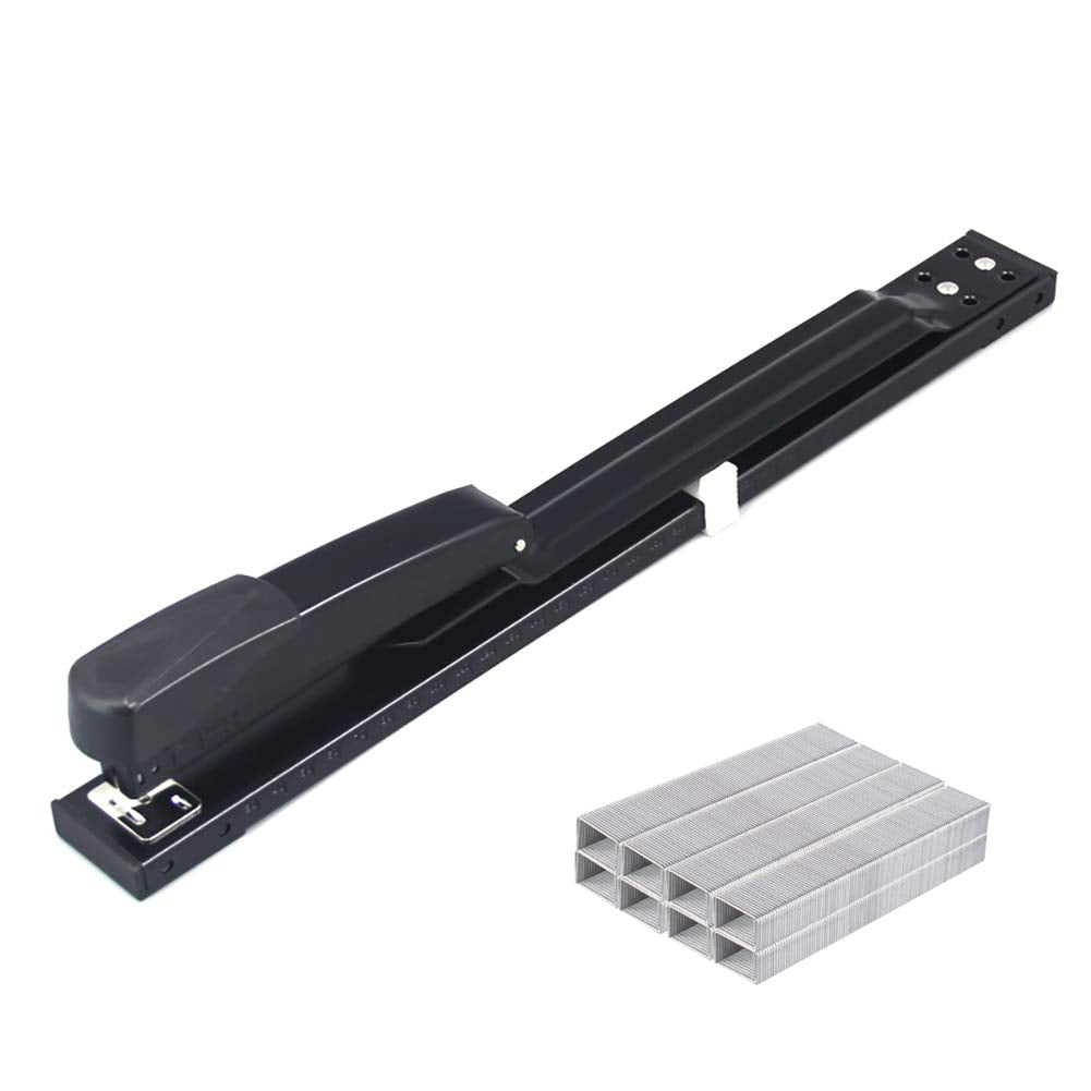 SF ITEM Long Reach Stapler Office Staplers Desktop Stapler, 50 Sheets Capacity Long Arm Staplers with 1600pcs 23/8 Staples (Black, 50 Sheets Capacity)