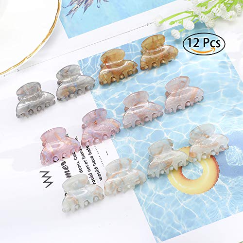 Claw Jaw Clips 12PCS Small for Thin Hair Styling Accessories Classic Clamp for Women Girls (Sequins) - color: Sequins