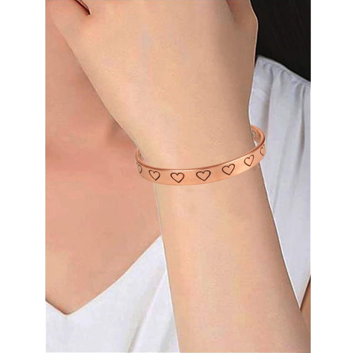 Touchstone - Symbolic Love Heart Shape - Copper Bracelet Tibetan Style. Hand Forged with Solid and high Gauge Pure Copper.KRBRA149-01-C_REM