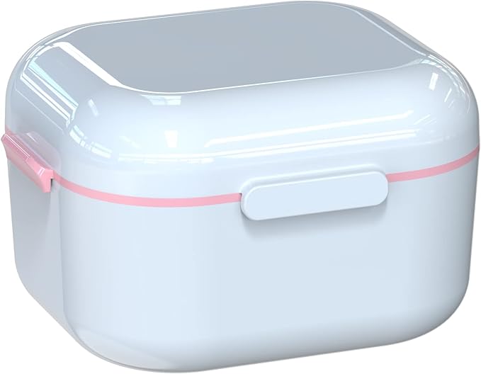 BVN Denture Bath Denture Case: Denture Cup for Soaking Dentures, Retainer Cleaner Case with Mirror, Mouth Guard Case, Aligner Case, Retainer Holder, Night Guard Case, False Teeth Container White