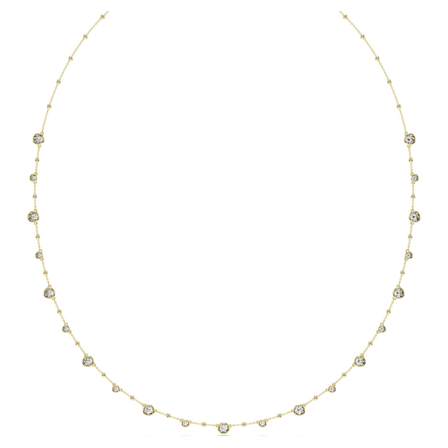 Swarovski Imber Strandage Necklace, Clear Round-Cut Crystals and Shiny Metal Droplets in a Gold-Tone Finished Setting, Part of the Imber Collection